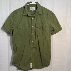 Lucky Brand Olive Green Short Sleeve Button Up Shirt Men's Size Medium